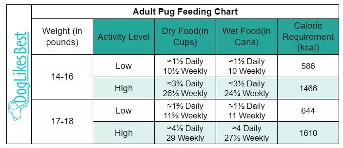 Adult Pug Feeding Chart